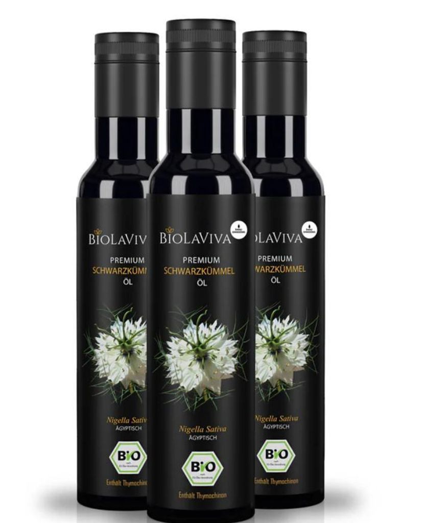 BIOLAVIVA Schwarzkümmelöl  (3 x 250ml) – kaltgepresst & Produktbild 