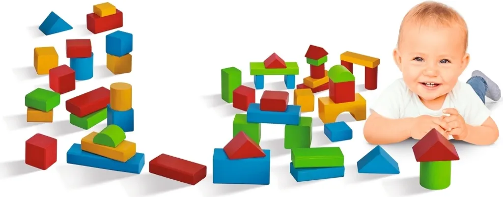 Eichhorn Baby Blocs de Construction en Bois Naturel 40mm - 50 Pièces