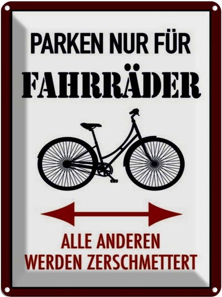 vianmo Blechschild 40x30 cm Parken nur für Fahrräder alle anderen Parkplatzschild