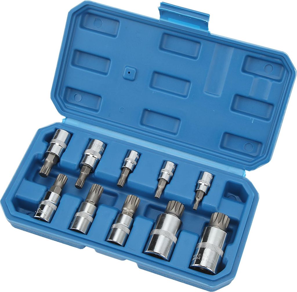 10-teiliges Dreifach-Vierkant-Spline-Bit-Steckschlüssel-Set, verschleißarm, präzise, tragbar, starke Festigkeit für das Auto