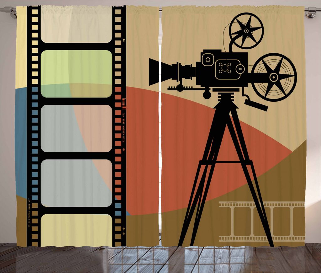 ABAKUHAUS Kino Rustikaler Gardine, Zusammenfassung Retro, Schlafzimmer Kräuselband Vorhang mit Schlaufen und Haken, 280 x 225 cm, Mehrfarbig