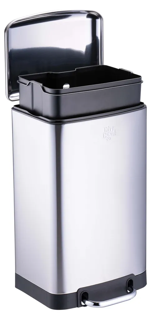 Dirt Devil Poubelle à pédale 20L en acier inoxydable argenté durable