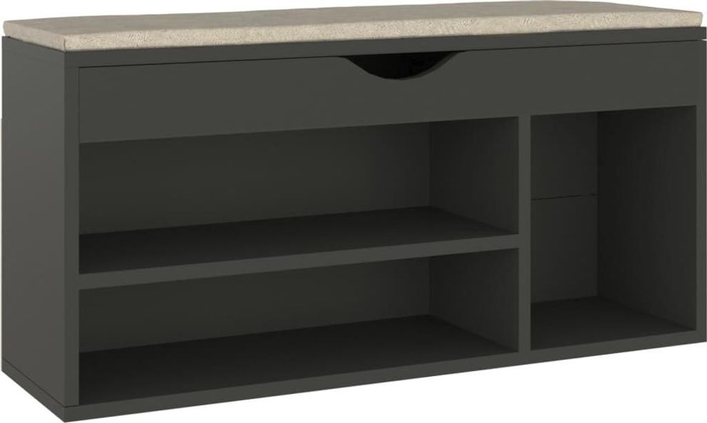 vidaXL Lavice na boty s polštářem šedá 104x30x49 cm Dřevěný Obrázek produktu 