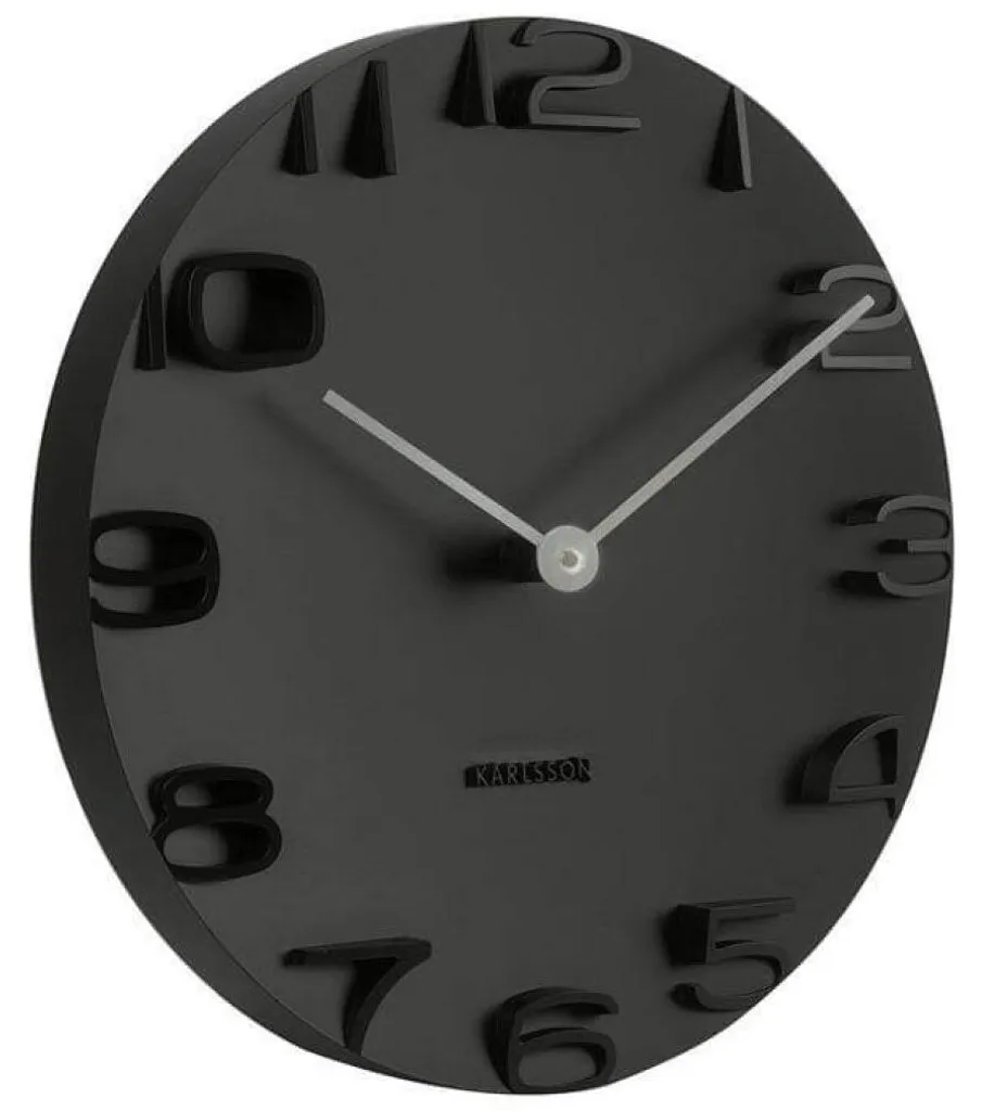 Horloge Karlsson On The Edge Noire - Design minimaliste et cadran relief