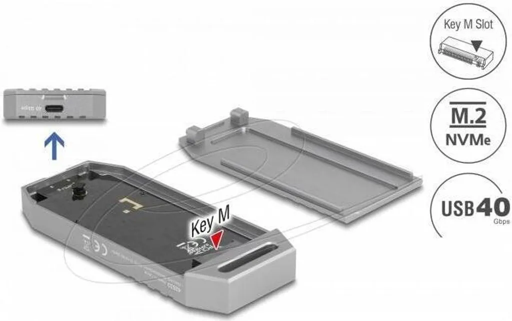 Boîtier M.2 NVMe SSD USB 40 Gbps Delock externe ultra rapide