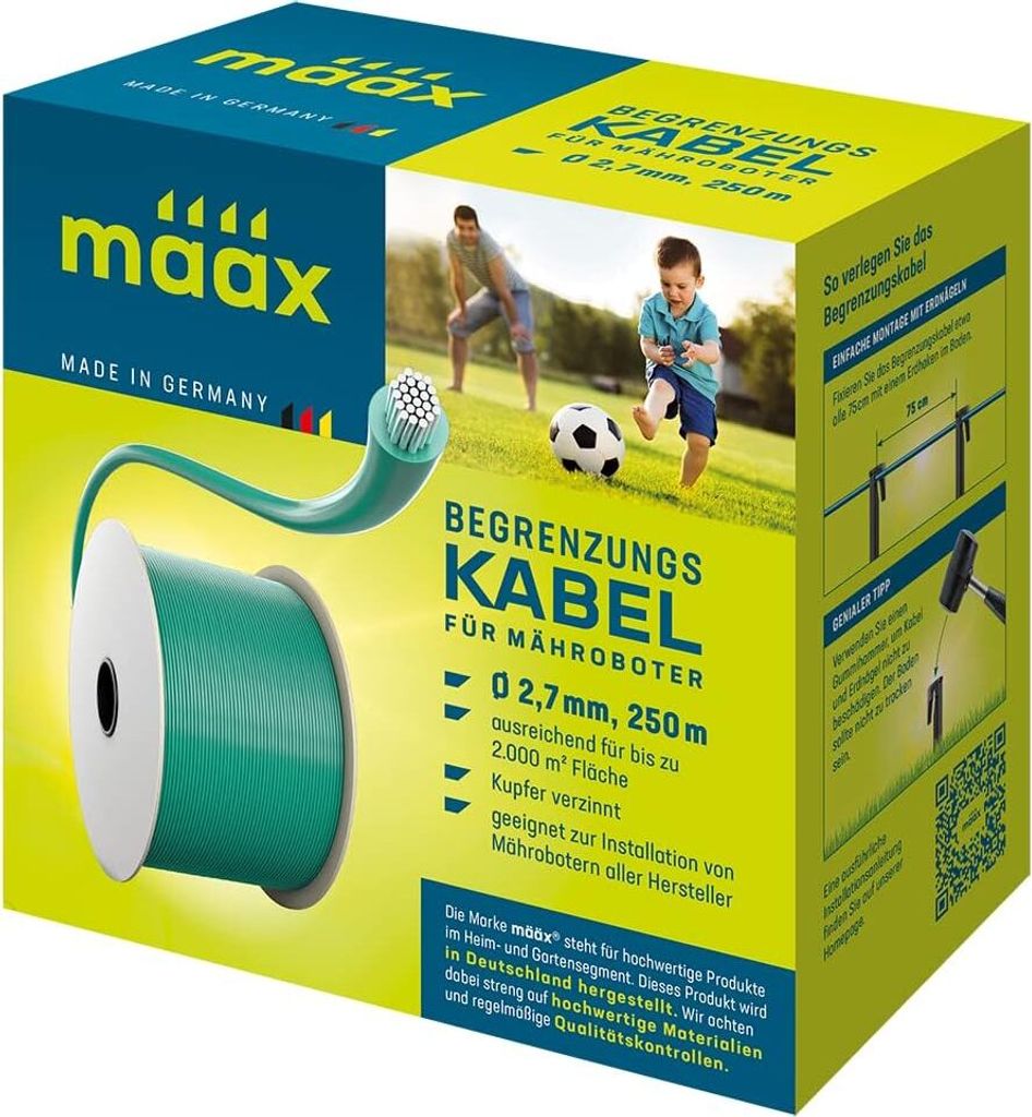 Maximal zulässiges Kabel für Mäher, 250 m 2,7 mm