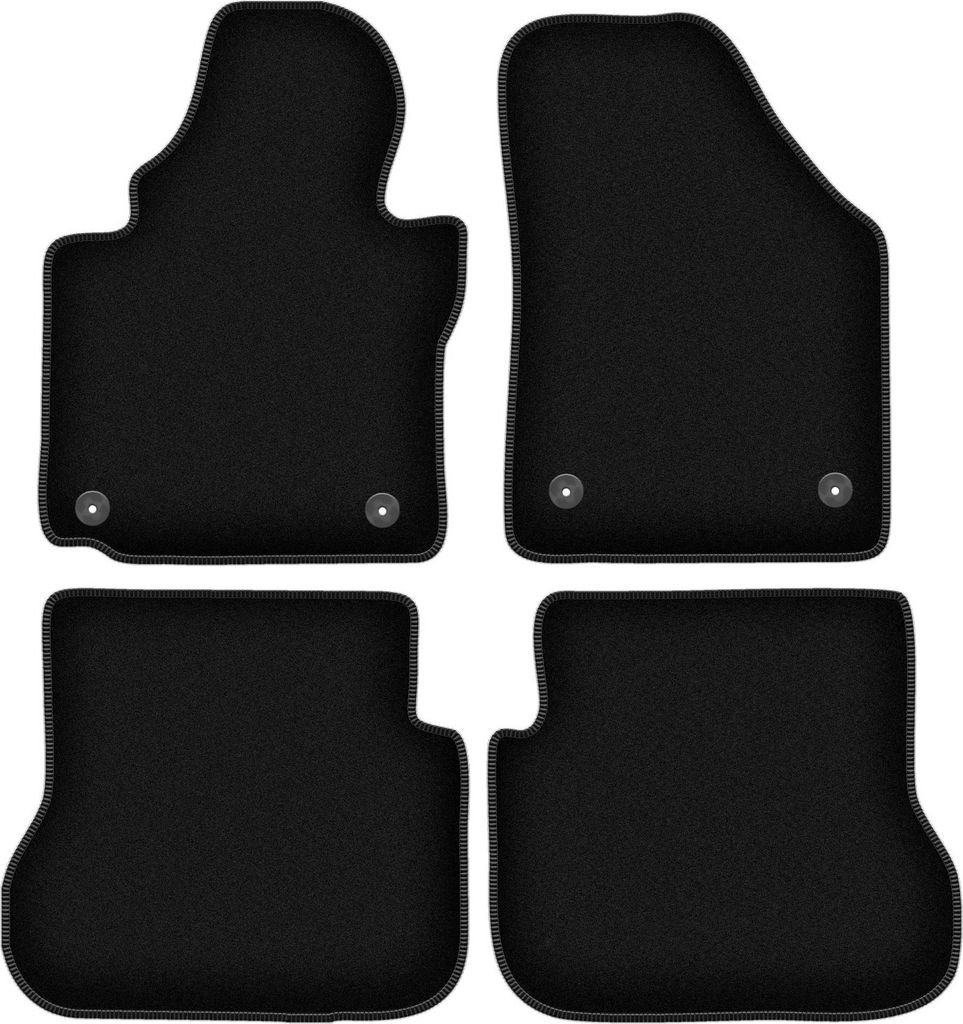 Wielganizator Velours-Autoteppiche – passend für Volkswagen Caddy 2K 2FL (Minivan, Bj. 2013-) – schwarz, passgenau, mit Befestigungen set 4 Stk.