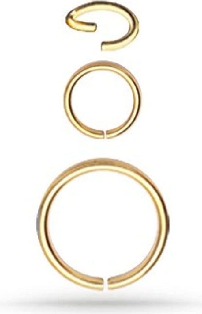 Continous Piercing Ring Goldline Edelstahl 316L Lippe Nase BG-BSR Stärke 0,8mm - 9.0 Millimeter