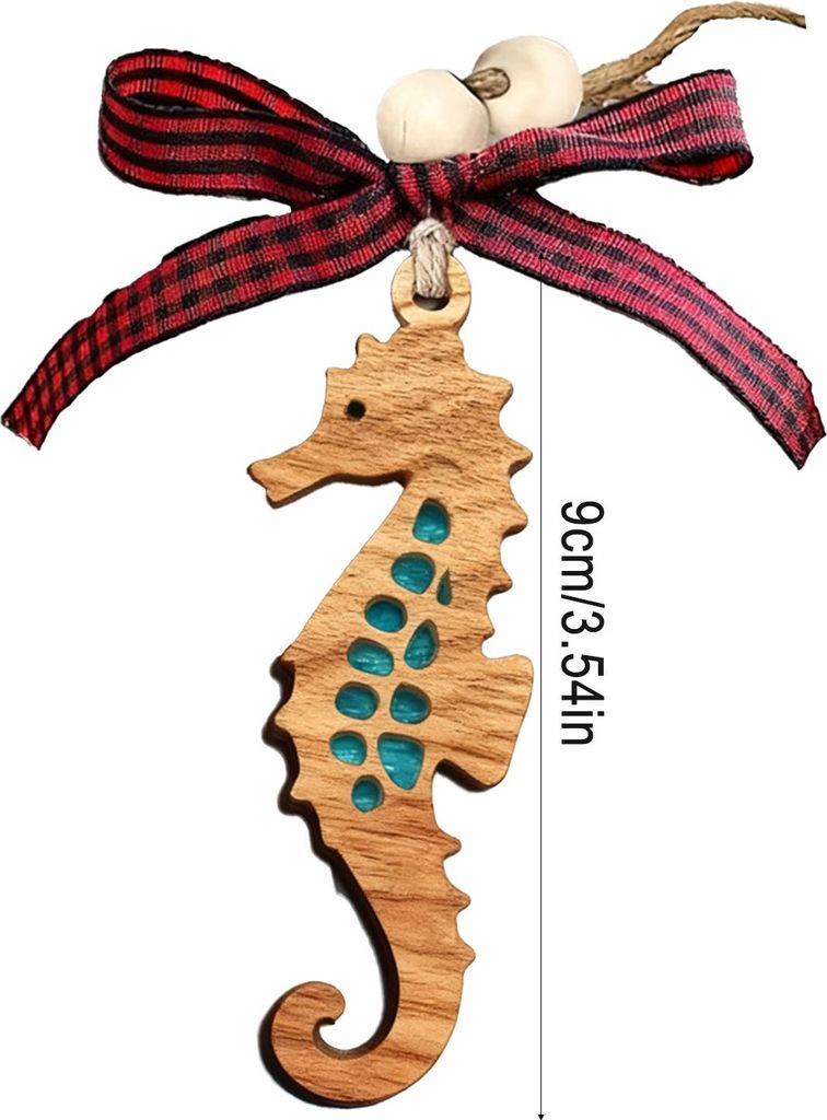 Weihnachtsschmuck mit Meeresmotiven: Seestern, Seepferdchen, Oktopus – Hängende Ornamente mit Karte – Positive und inspirierende Energie – G...