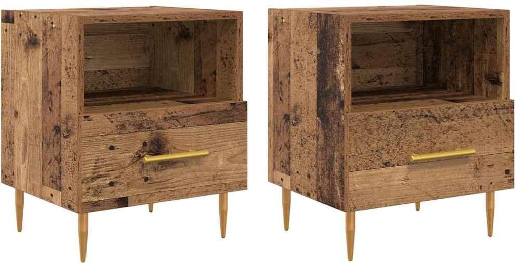 Nachttisch 2 pcs Altholz 40 x 35 x 47,5 cm Holzwerkstoff