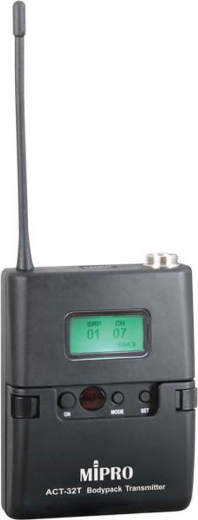 Mipro ACT-32T Taschensender mit ACT-Funktion für Gitarren, Lavalier- & Nackenbügelmikrofone, 63x82x22mm