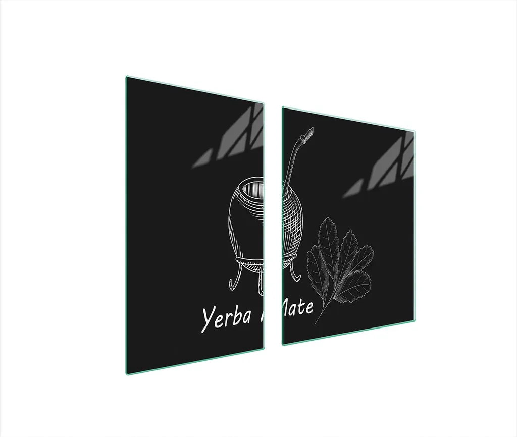 Piastre copri fornello 2 pezzi 100x52 Copri piano cottura in ceramica tagliere in vetro Yerba Black