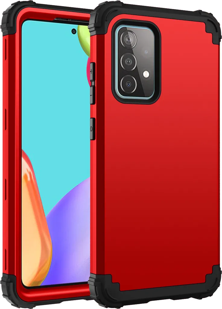 Custodia Samsung Galaxy A52 4G/5G Hybrid 3in1 Rosso Antiurto Robusta