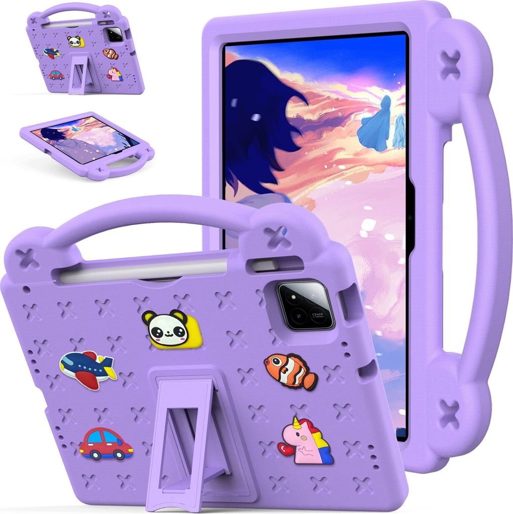 Schutzhülle für Xiaomi Pad 8 / Pad 8 Pro 11,2" Niedliche Hülle für Kinder, Stoßfest mit Griff und Ständer Lila