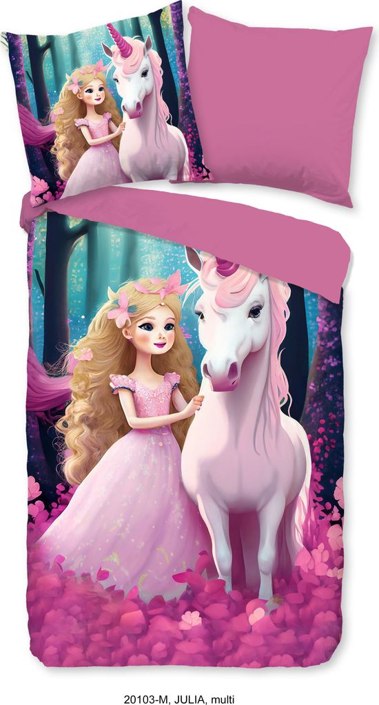 Duvet cover Pure 135x200 + 1* 80x80 cm - unicorn with a princesss
