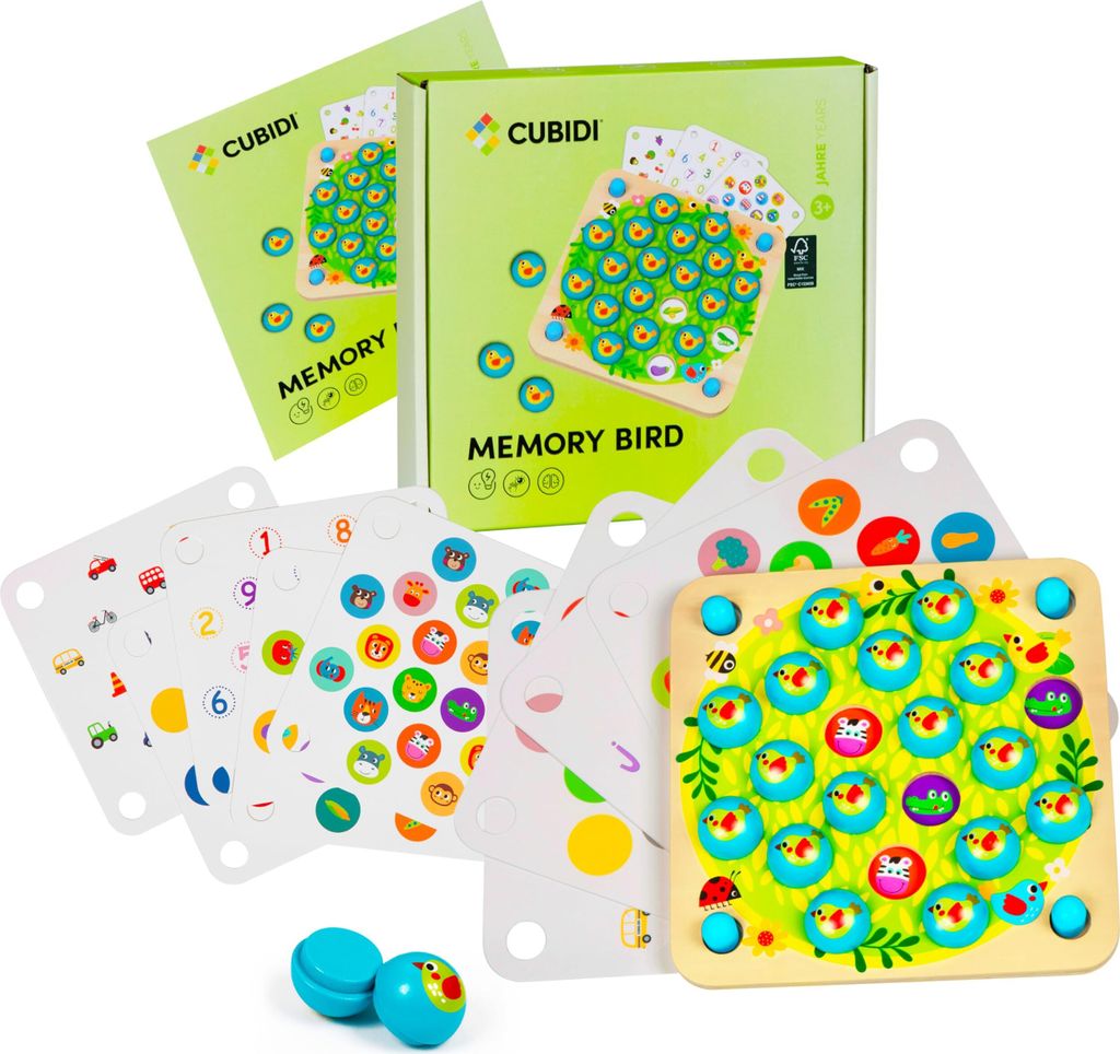 CUBIDI Memory für Kleinkinder⎥ Montessori Spielzeug aus Holz⎥ Fördert motorische Entwicklung & Gedächtnis⎥ Holzspielzeug für Jungen & M...