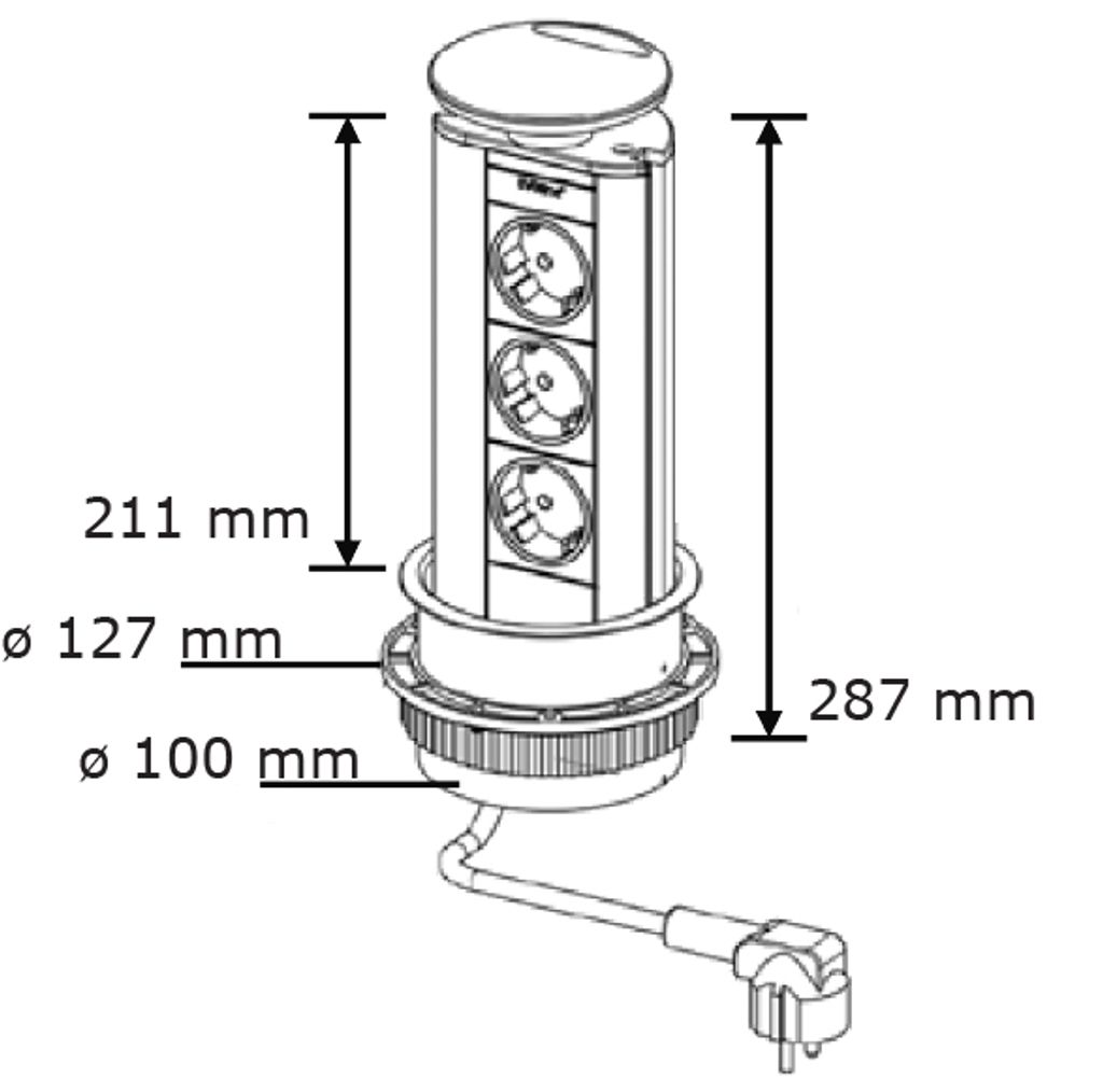 Evoline Port 2, mit Schukosteckdosen, Deckel Edelstahl