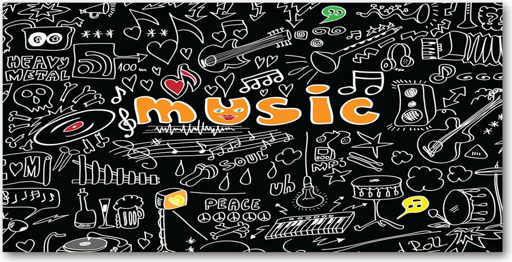 Tulup Glas-Bild - 100x50 -Wandkunst - Wandbild hinter gehärtetem Sicherheitsglas - Musik - Musik - Mehrfarbig