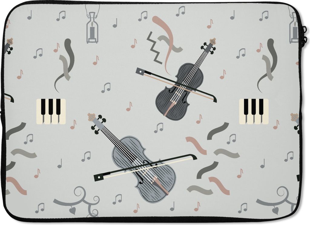 MuchoWow Laptop Hülle 14 ZollMuster - Musik - Geige Laptoptasche - Laptoptasche - Stoßsicher - Schutzhaube