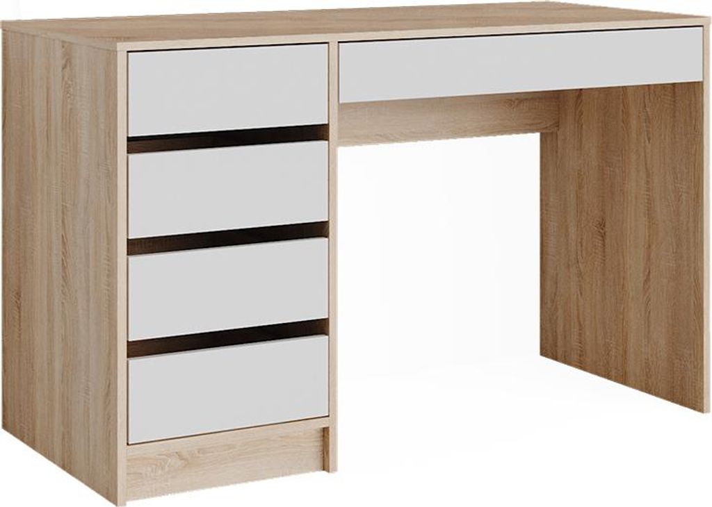 Schreibtisch Vicco Sherry Sonoma/Weiß 55 x 120 cm mit Schubladen, Model 57916