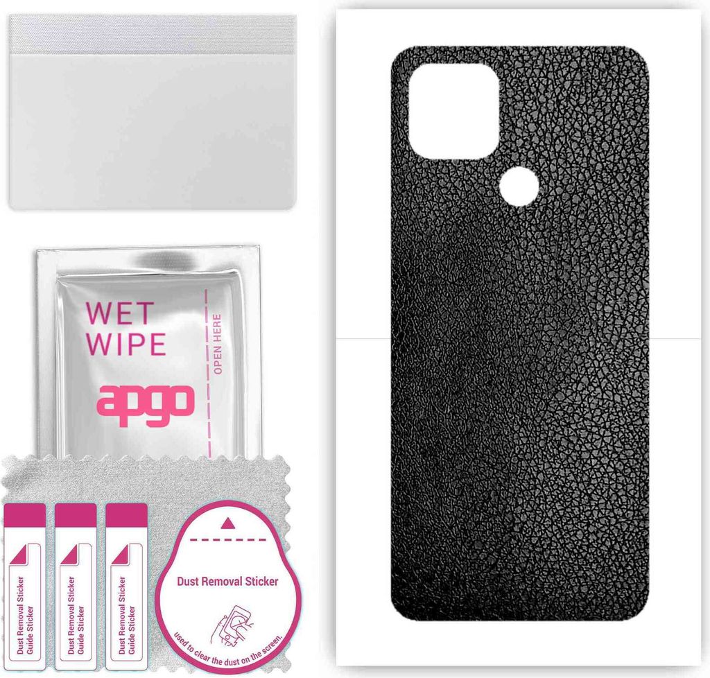 apgo Rückseite Schutzfolie, Skin, kompatibel mit Oppo A15, Hinten Displayschutzfolie aus Vinylfolie, kratzfest, einfache Montage - Schwarzes Leder