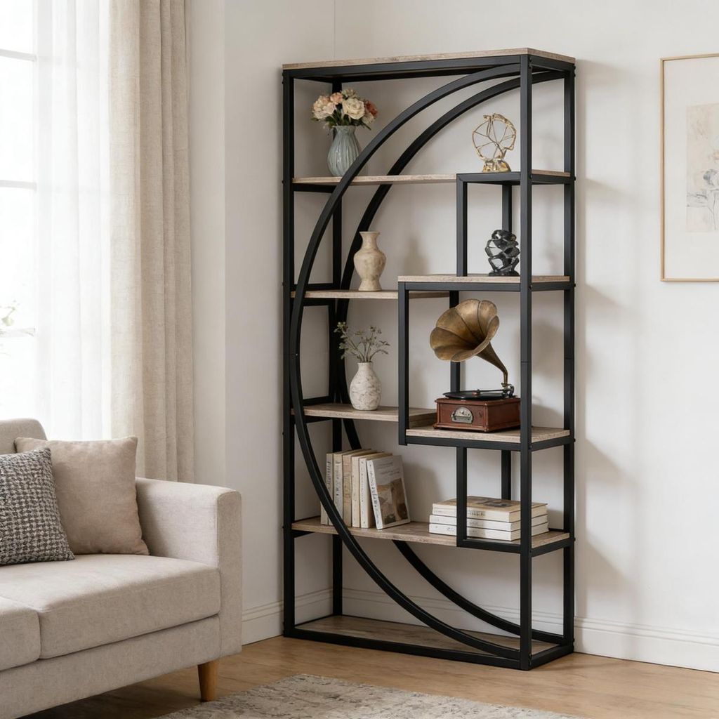 Familie Offenen Ausstellungsstand,Modernes Geometrisches Design Bücherregal,5-stöckiges Bücherregal