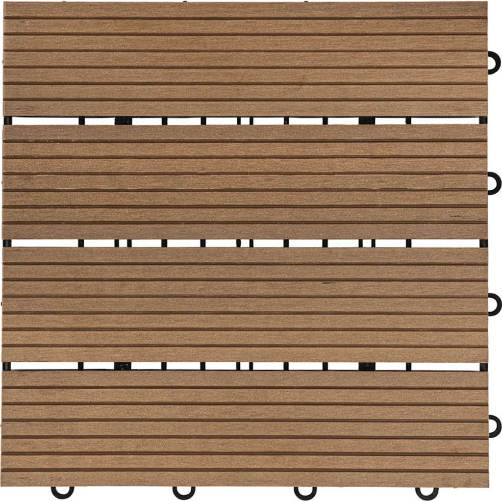 WPC 11 x Holzfliesen á 30 x 30 x 22 cm, Farbe Teak Produktbild 