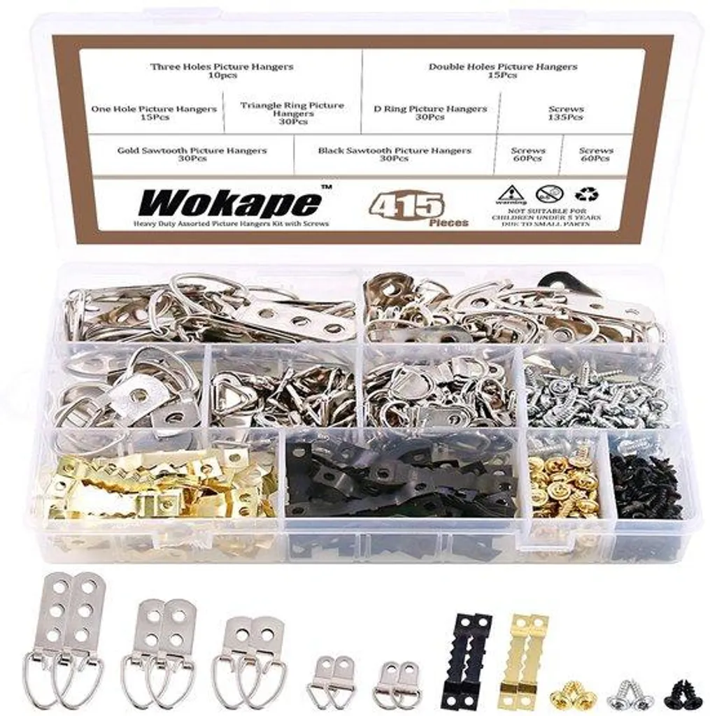 Kit accroche tableau robuste 415 pièces avec crochets multi-supports