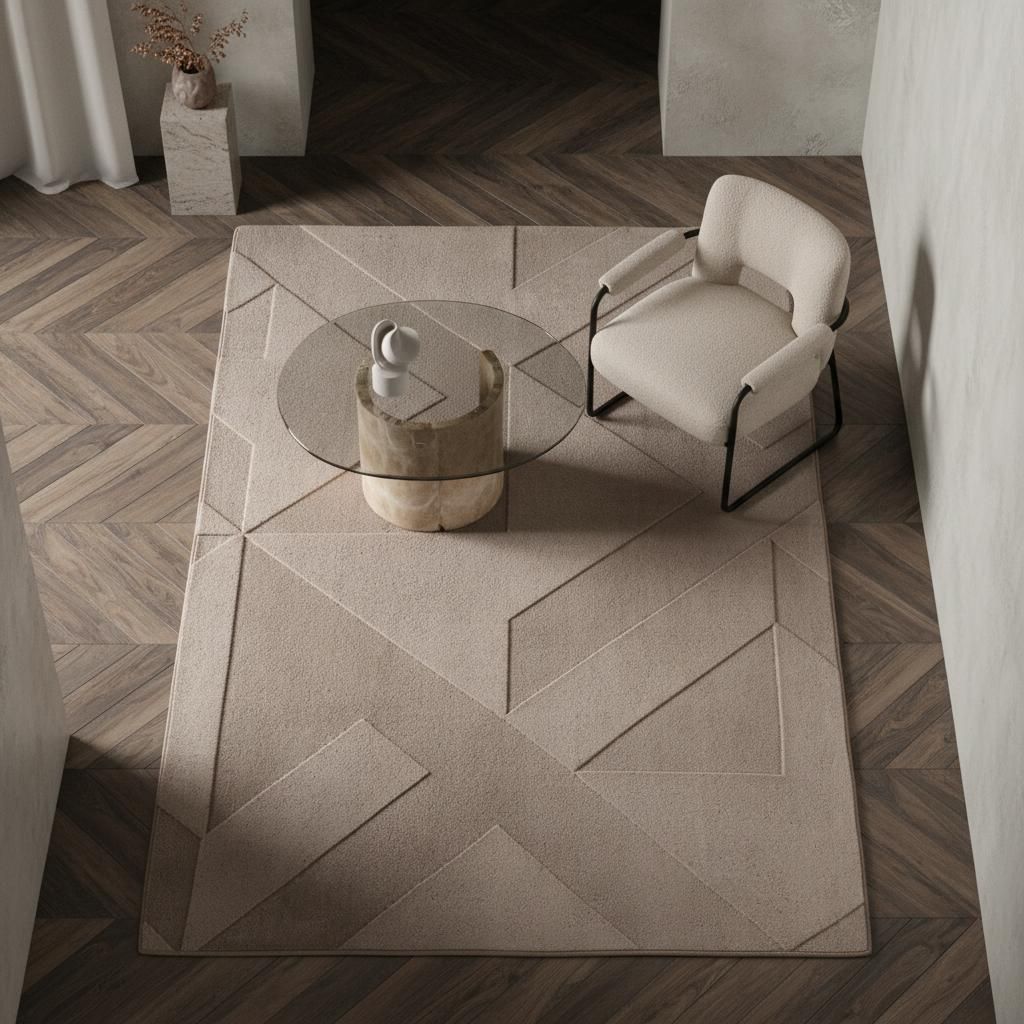 Teppich Kurzflor Geometrisch Elegant Waschbar | Beige 120x170 cm Esszimmer Schadstoff Saugroboter geeignet | LAVAREDO – Kadima Design