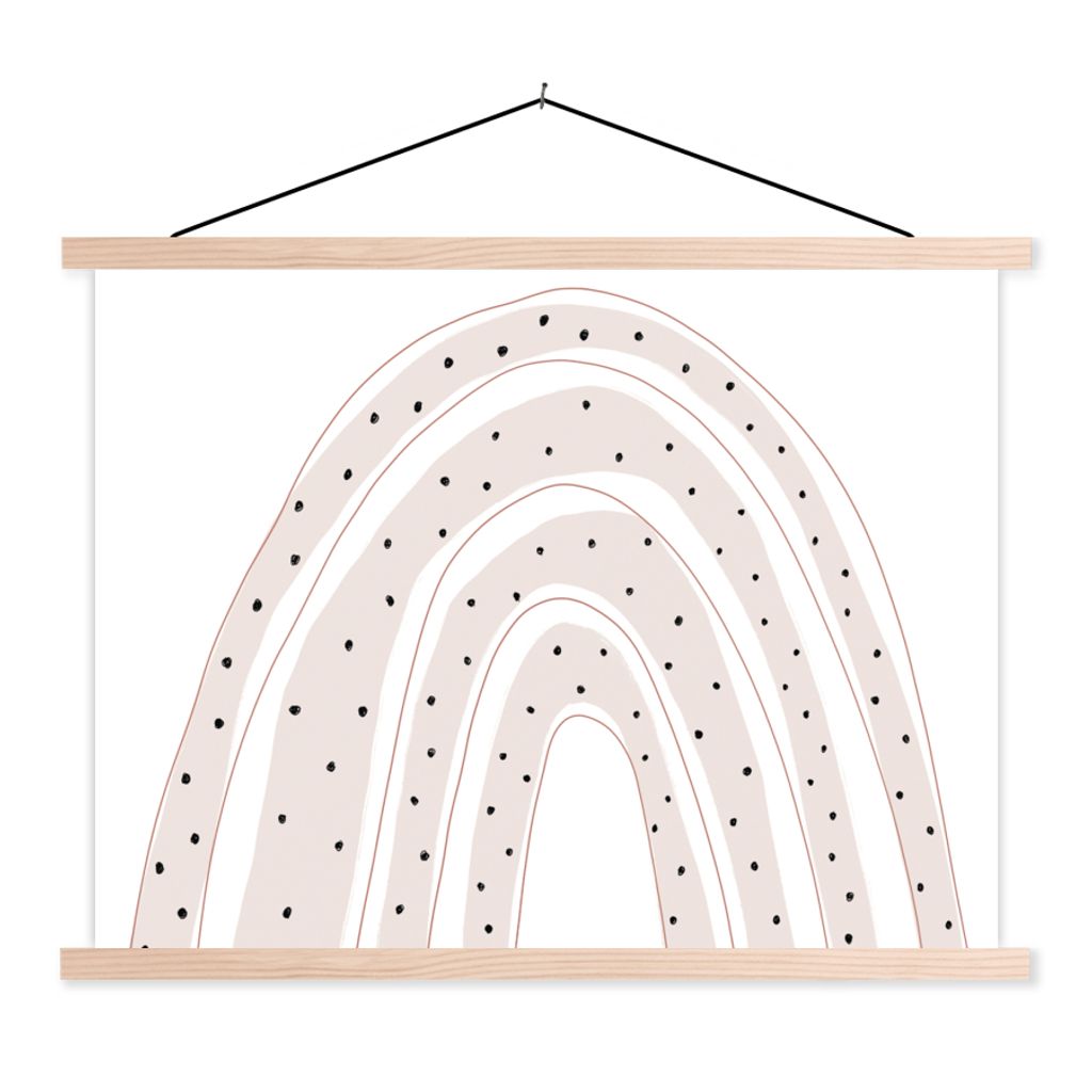 MuchoWow Textilposter Regenbogen - Tupfen - Pastell 40x30 cm mit holzfarbenen Rahmen - Bilder