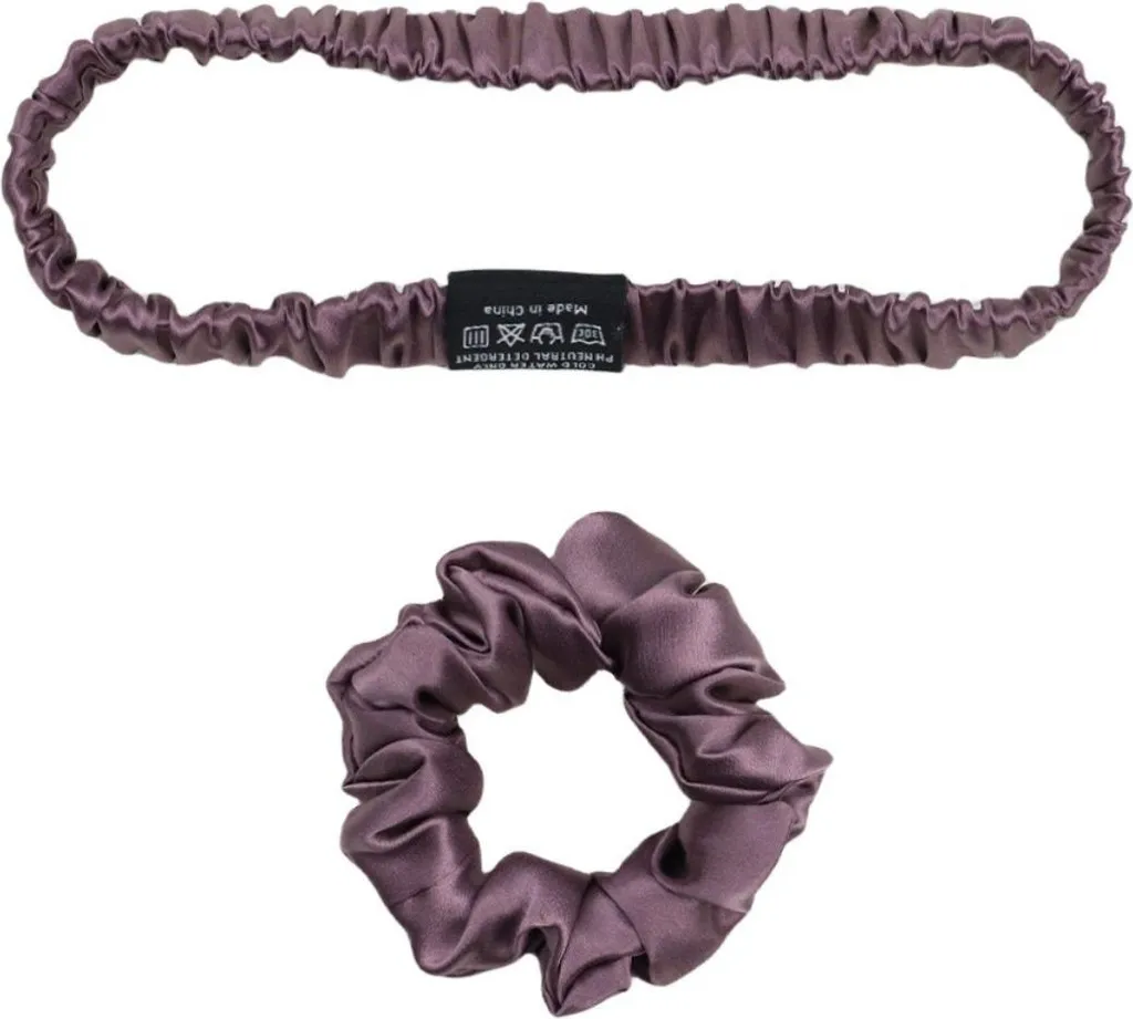 Set Anti-Crespo Fascia e Scrunchie Malva | 100% Effetto Seta Sport