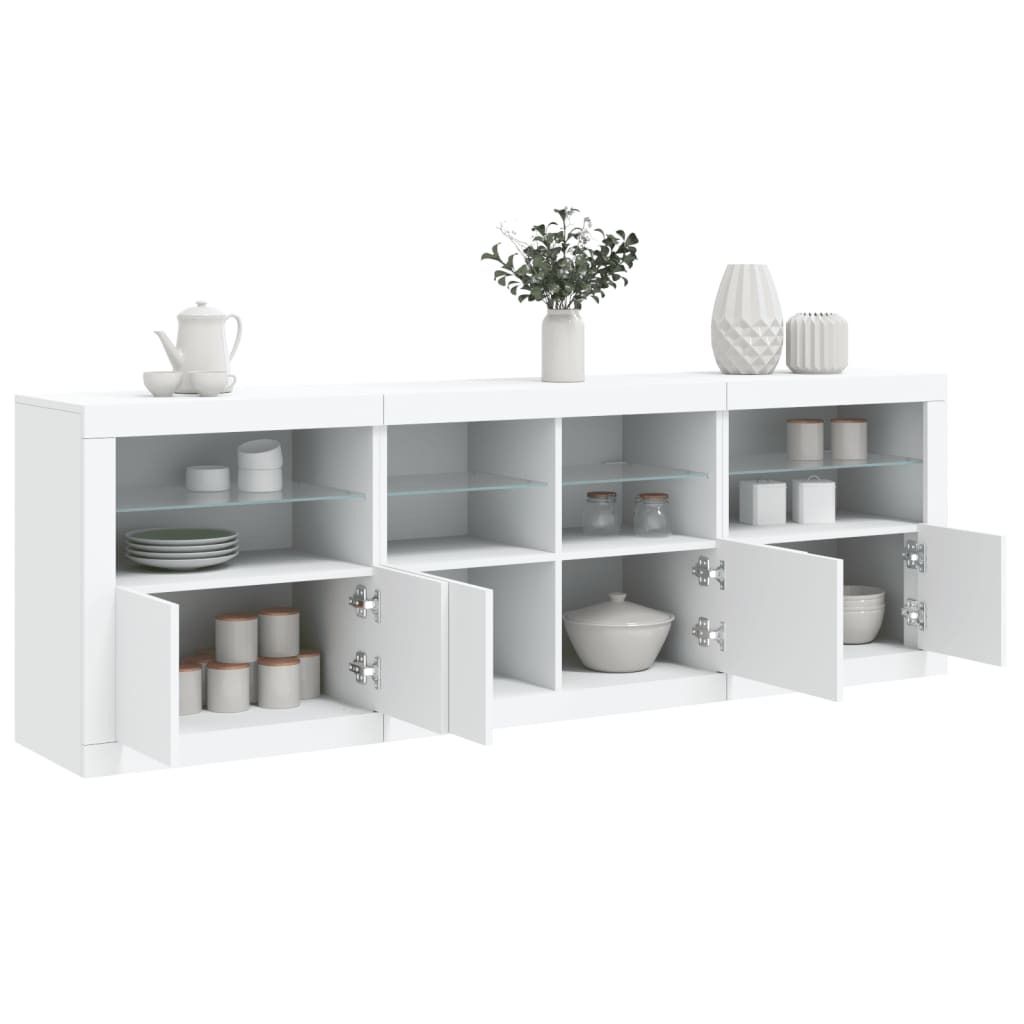 vidaXL Sideboard mit LED-Leuchten Weiß 202x37x67 cm Produktbild 