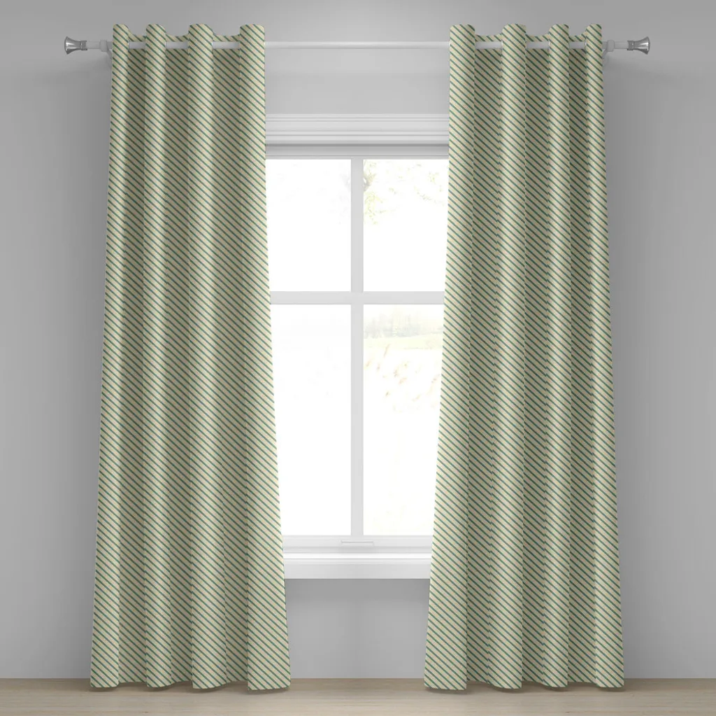 Rideau à œillets rétro ABAKUHAUS 280x245 cm imprimé géométrique vert jade