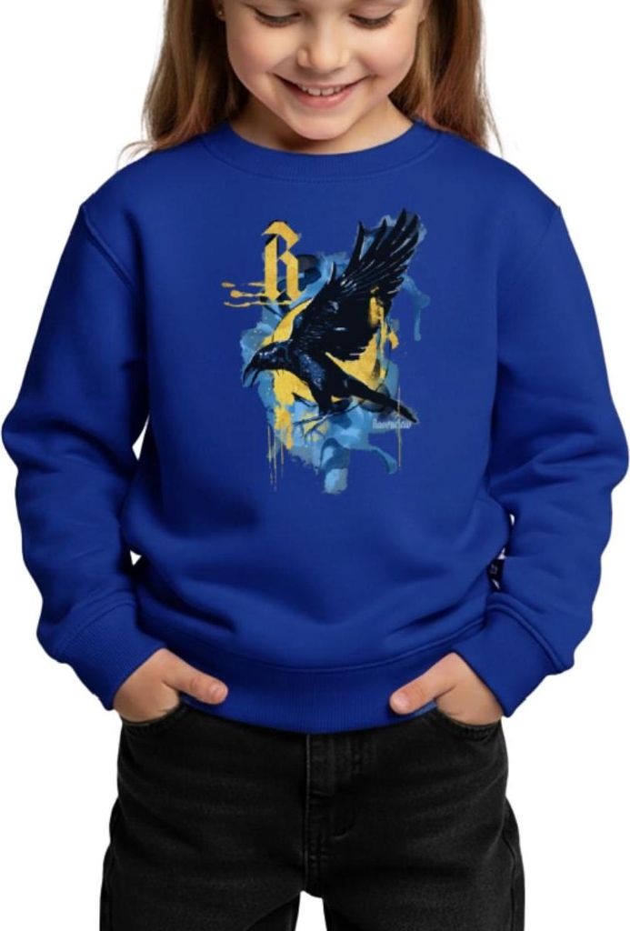 Spreadshirt Harry Potter Haus Ravenclaw Rabe Kinder/Teenager Premium Pullover, 110/116 (4 Jahre), Royalblau