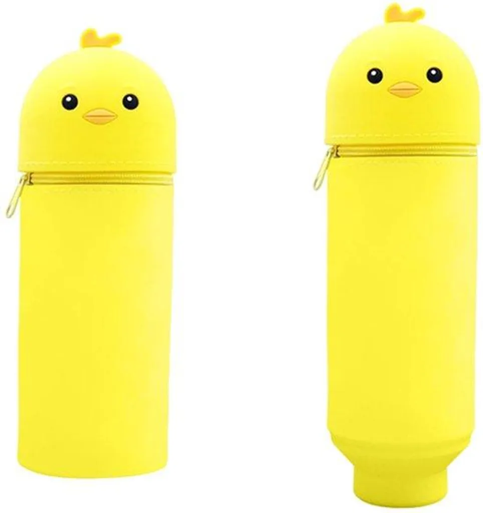 Porte-Crayons Silicone Jaune 2-en-1 : Imperméable et Anti-Désordre