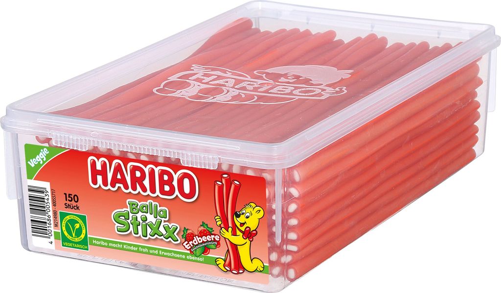Haribo Balla Stixx (ehemals Balla Balla) Erdbeere Veggie, Produktbild 