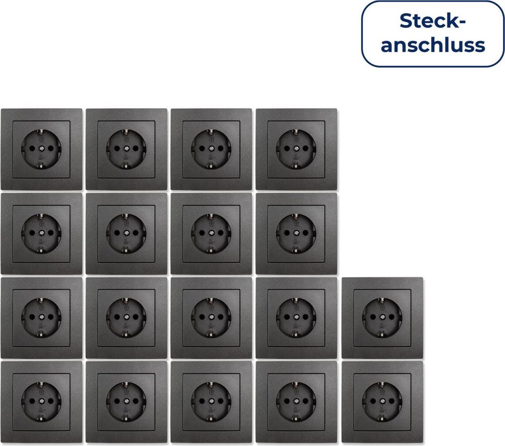 18x Schutzkontakt-Steckdose mit Rahmen McPower "Flair", Produktbild 