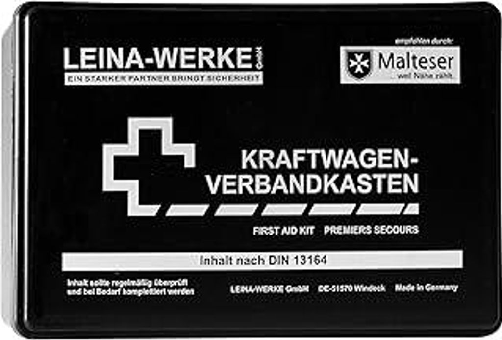 Leina-Werke 10002 KFZ-Verbandkasten Standard, Schwarz/Weiß