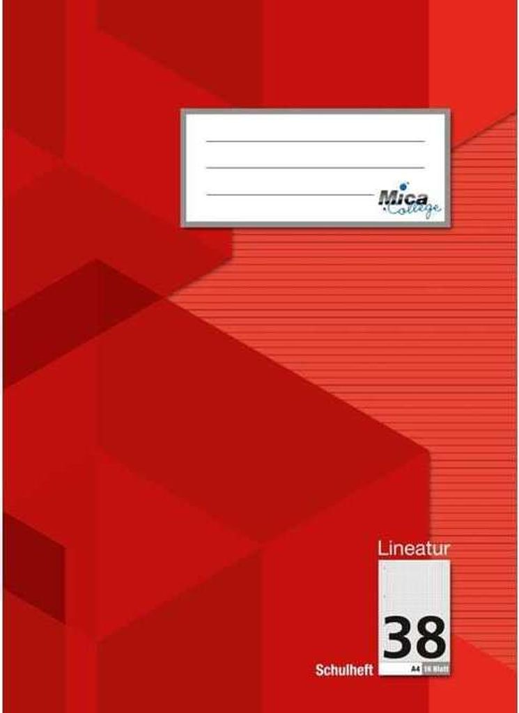 Schulheft A4 - Lineatur 38 - kariert mit Doppelrand - 16 Blatt