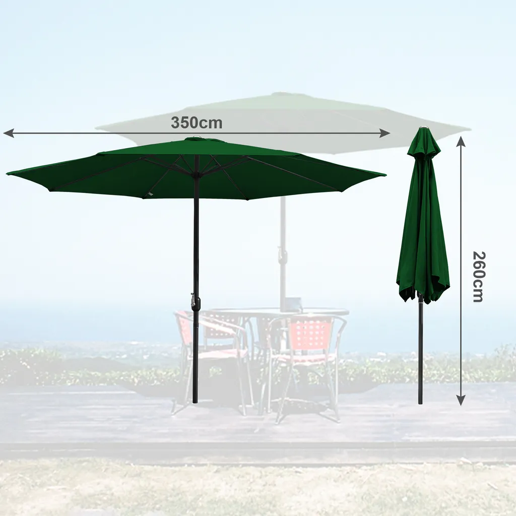 Offerta Ombrellone Clanmacy 3,5m LED Solare Verde UV40+ - 2
