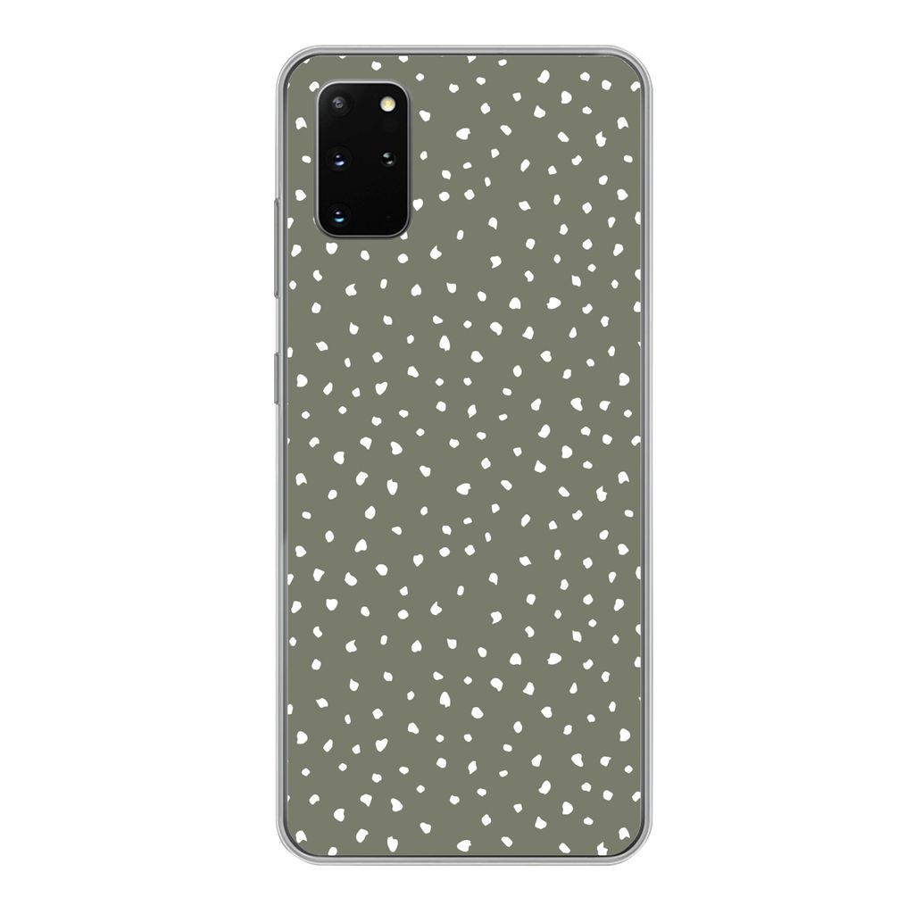 MuchoWow Handyhülle Schutzhülle Hülle für Samsung Galaxy S20 Plus Polka dots - Grün - Weiß Silikon Softcase Handy Hülle - Hartschale