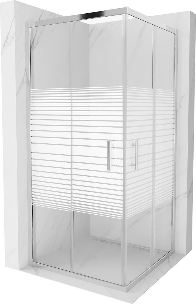 Mexen Rio cabina doccia quadrata 90 x 90 cm, fasce bianche, Immagine del prodotto 