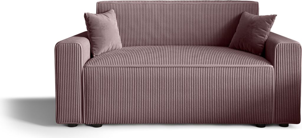 Sofa Alvito BIS, Farbe: Erikafarben. Material: Kord. A: H: 85 cm, L: 94 cm, B: 176 cm, Sofa mit Bettkasten, Sofa klein.