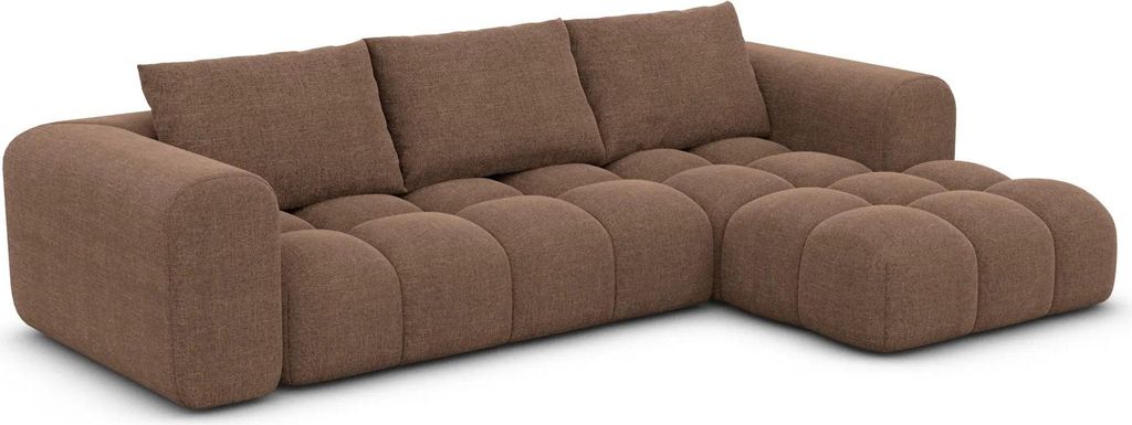 Strukturstoff L-Form Sofa Lavera Braun Rechts