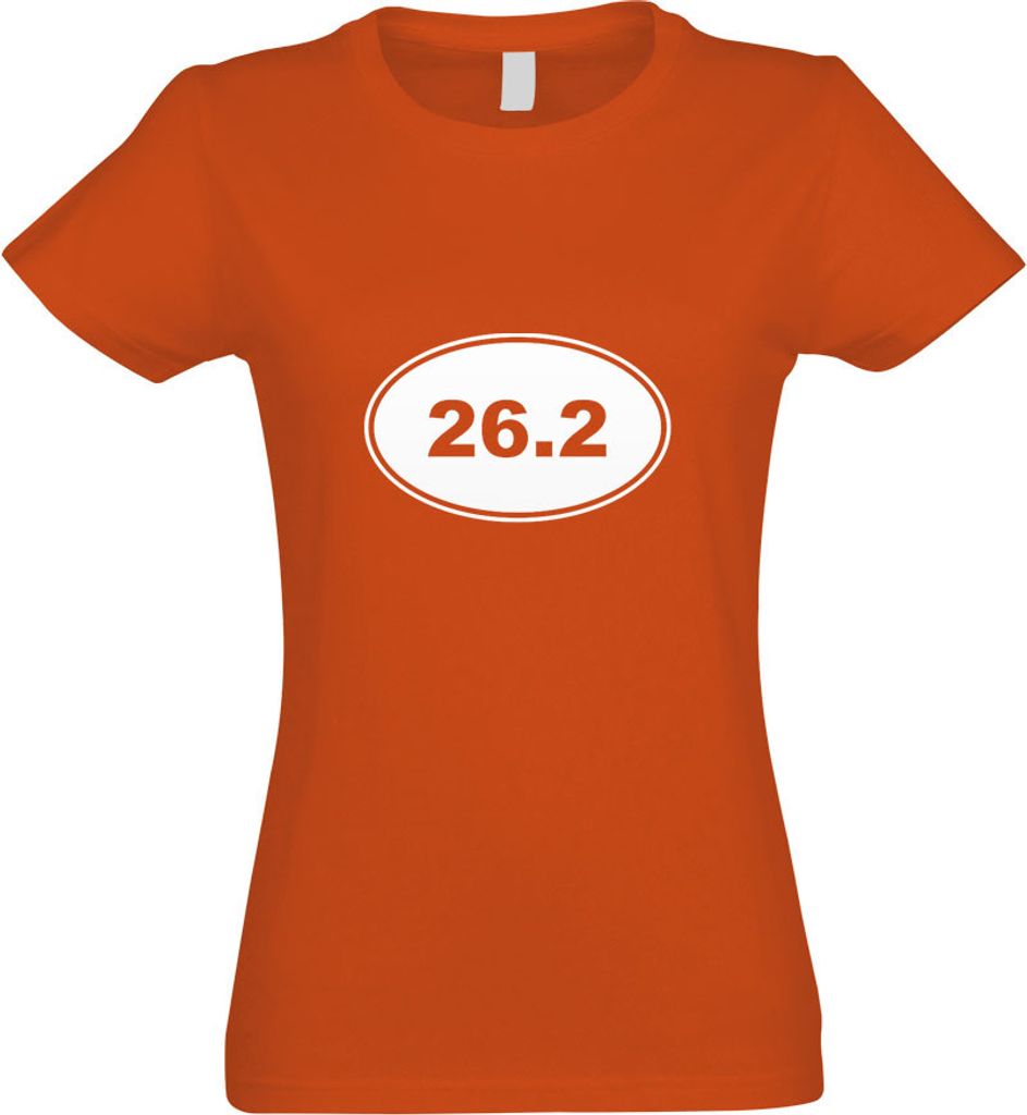 Kiwistar - T-Shirt tailliert - Damen - orange - 26.2 Run - mit Motiv Bedruckt - Funshirt Design - Sport - Freizeit - Damen - L