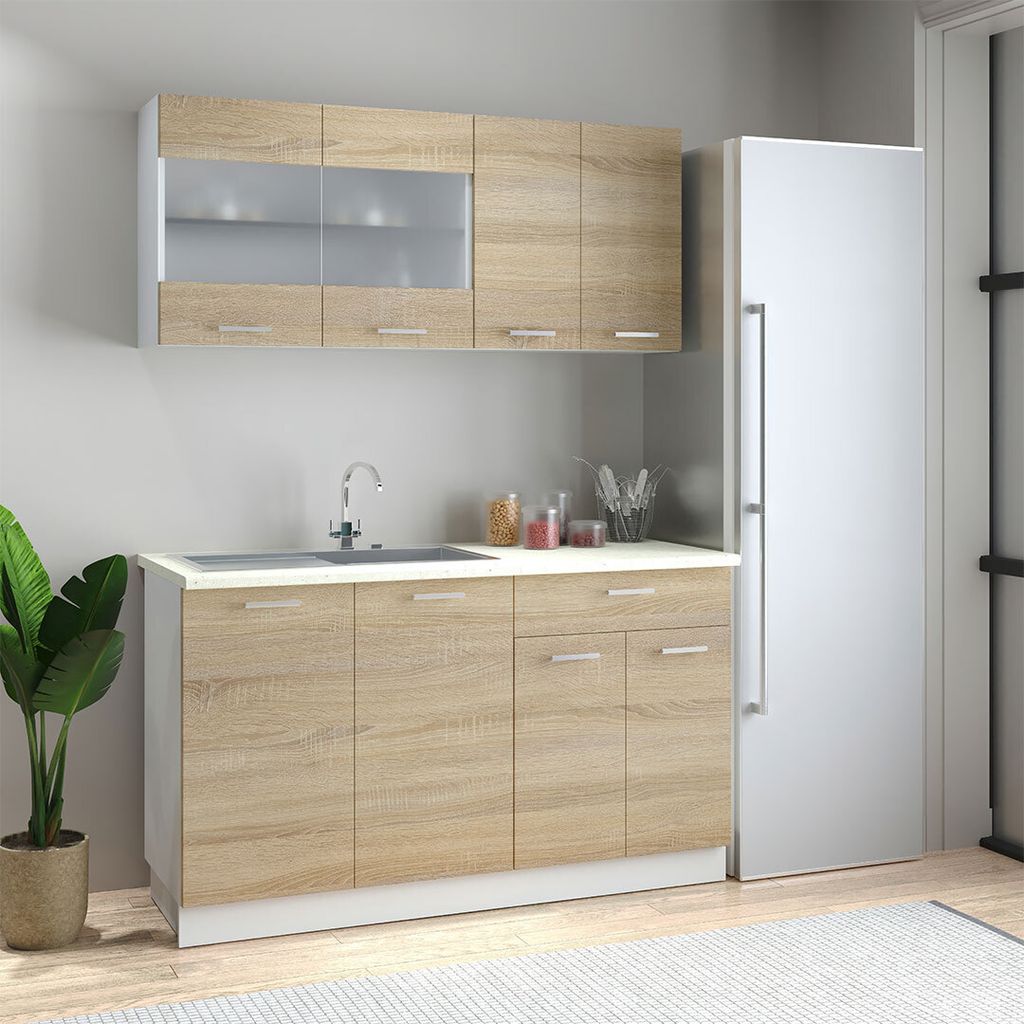 VCM 4-tlg Singleküche | Maße H. 145 x B. 140 x. T. 46 cm | Produktbild 