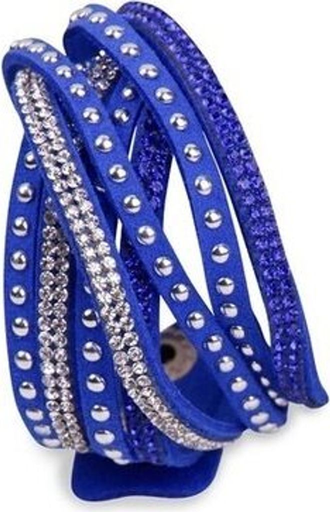 IRINA Damen Strass Armband Wickelarmband Blau