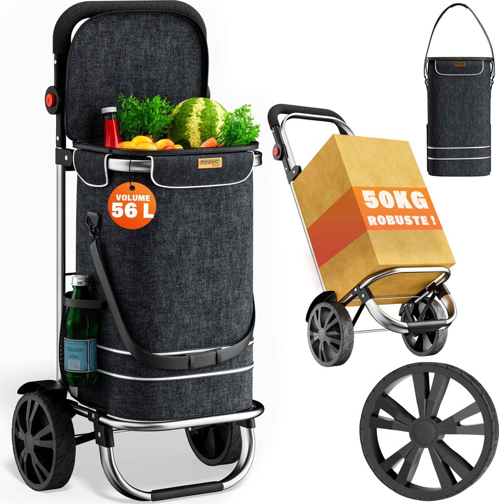 MONZANA® Chariot de Courses 56L - Caddie de Courses 3 en 1, Image du produit 