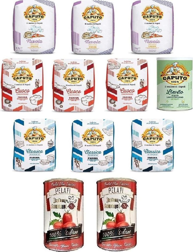 Testpaket Farina Molino Caputo Nuvola Classica Cuoco Pizzamehl Mehl ( 9 x 1kg ) + 1 Caputo Lievito Hefe + Italian Gourmet 100% italienische geschä...