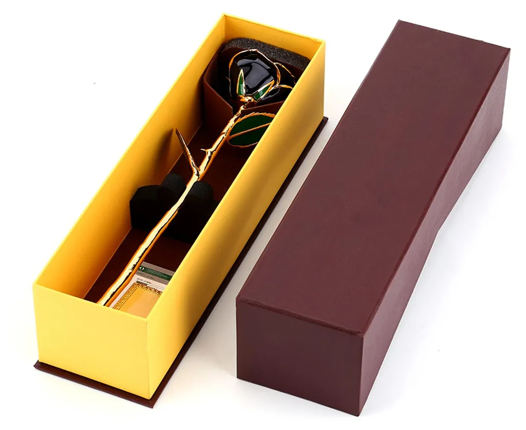Rose éternelle en feuille d'or 24K - Fleur décorative avec support Love